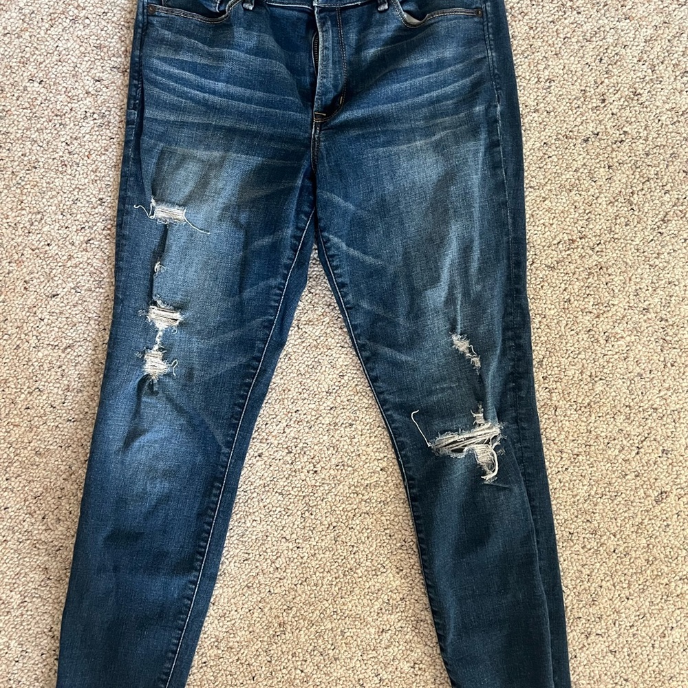 Abercrombie & Fitch Harper Ankle Jeans in Dark Blue